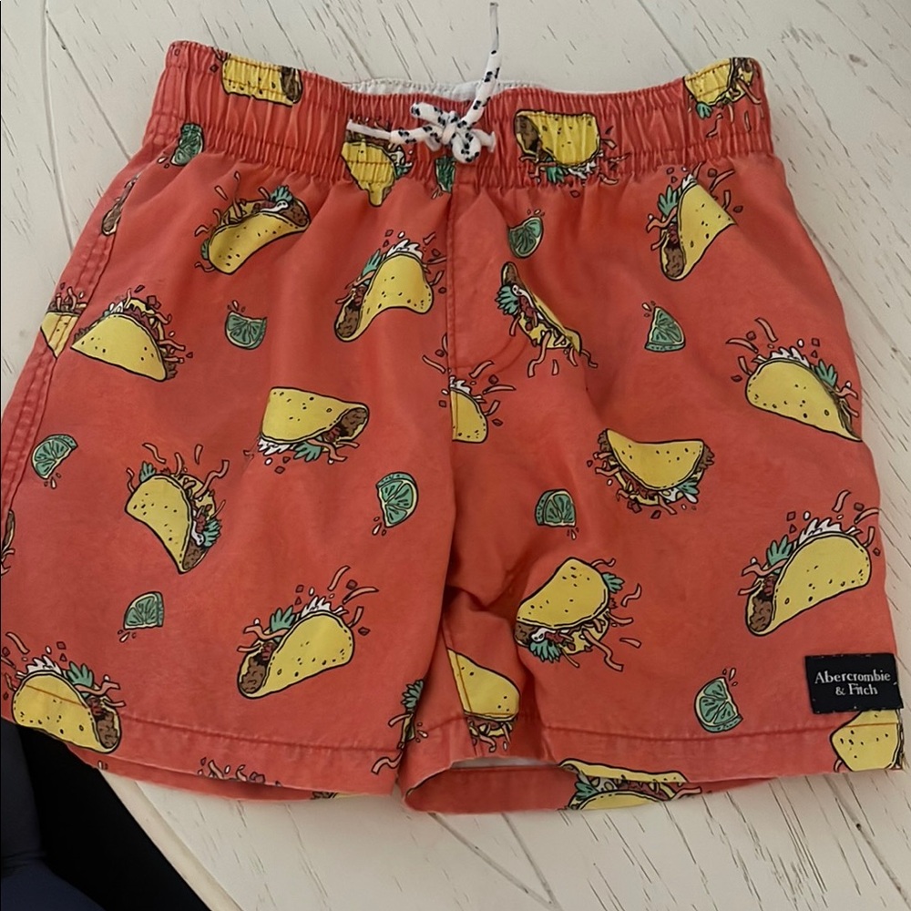 Abercrombie & Fitch Red Taco Print Swim Shorts